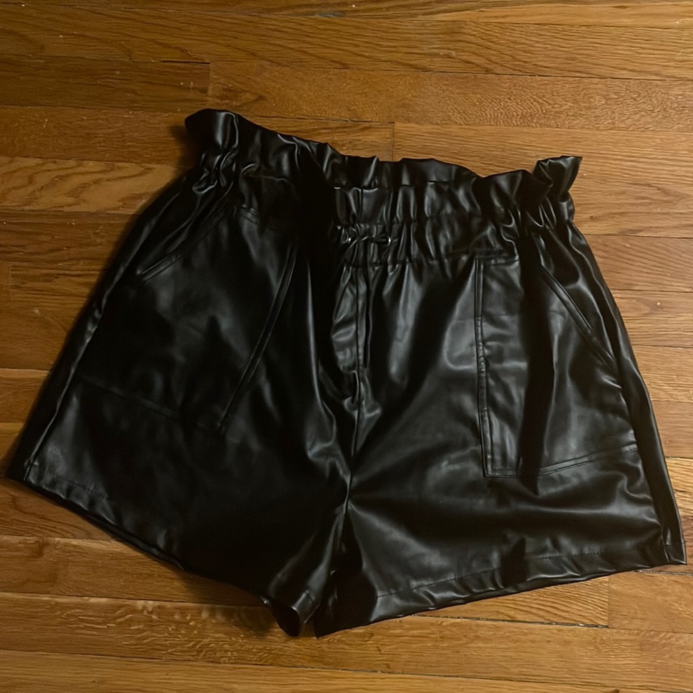Faux Leather Black Shorts